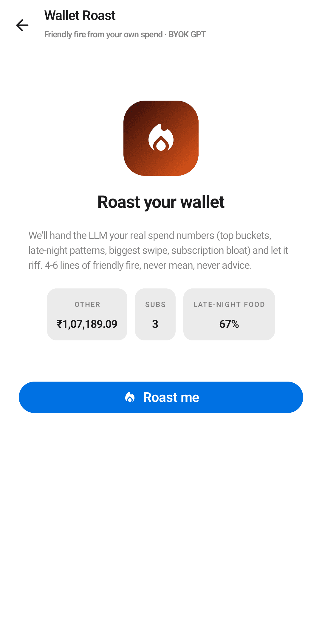 A playful AI roast of your spending habits