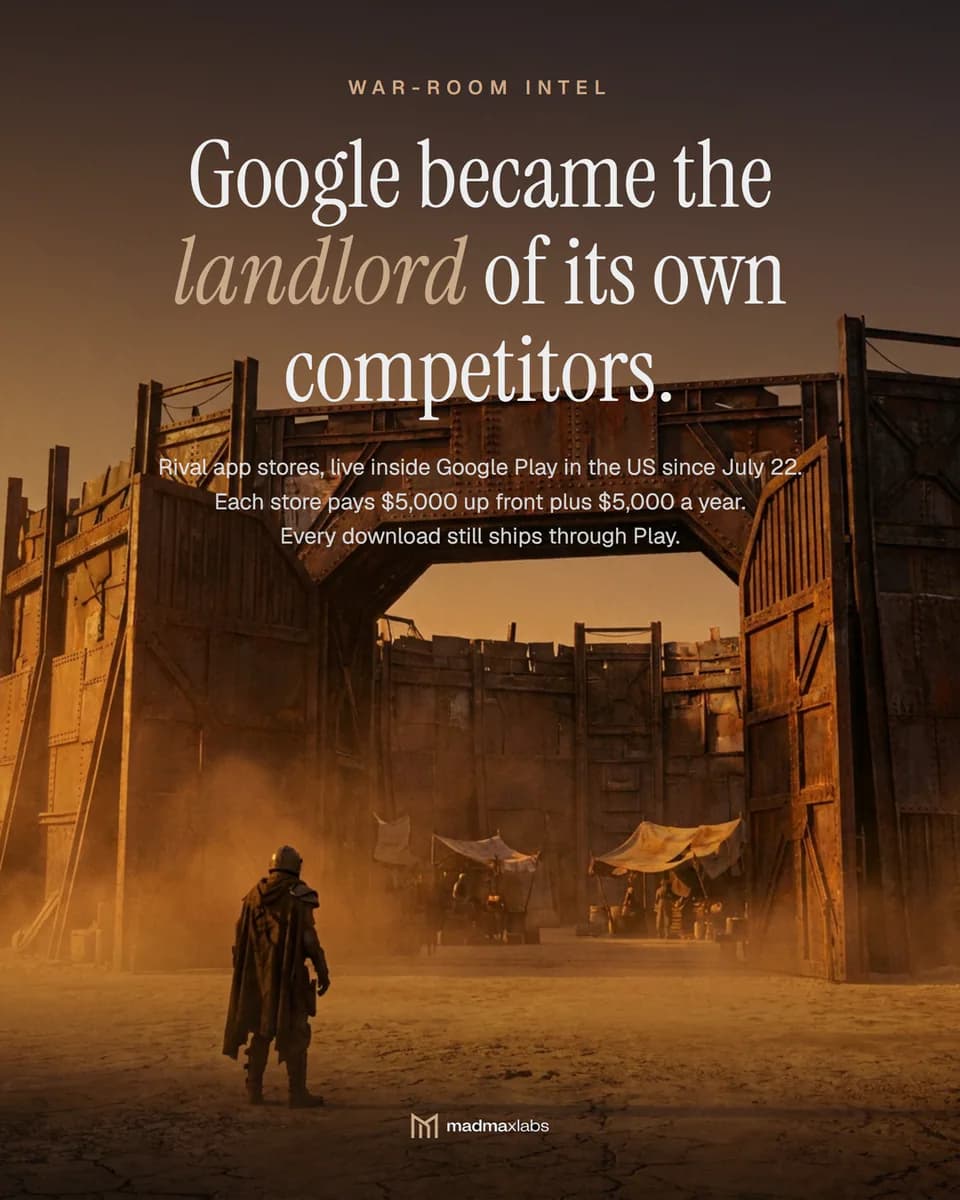 Editorial artwork for a Google Play policy analysis